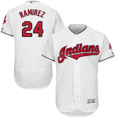 Men Cleveland Indians 24 Ramirez White MLB Jerseys